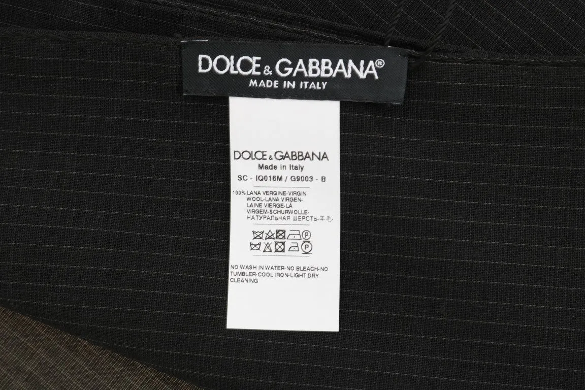 Black Wool Striped Pattern Scarf