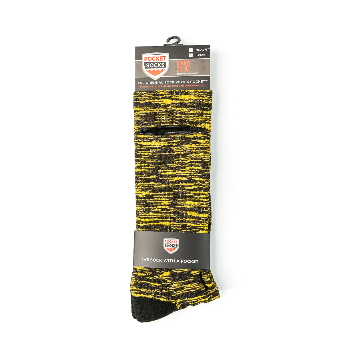 Black - Yellow/Gold, Sport Crew Pocket Socks®