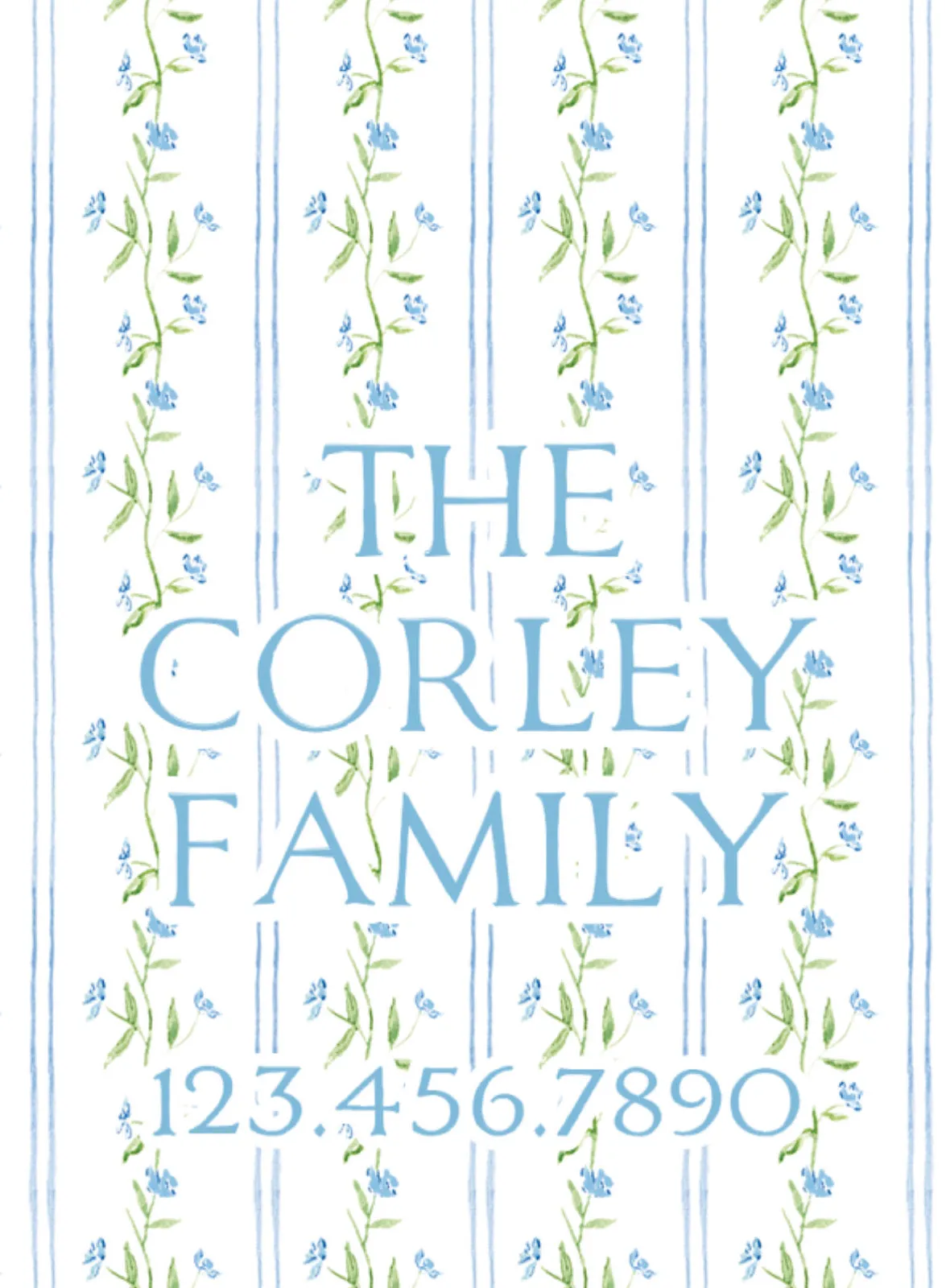 Blue Floral Luggage Tag