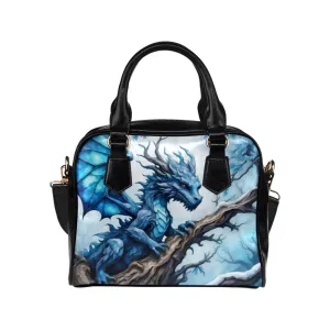 Blue Ice Dragon Satchel Purse Bowler Handbag