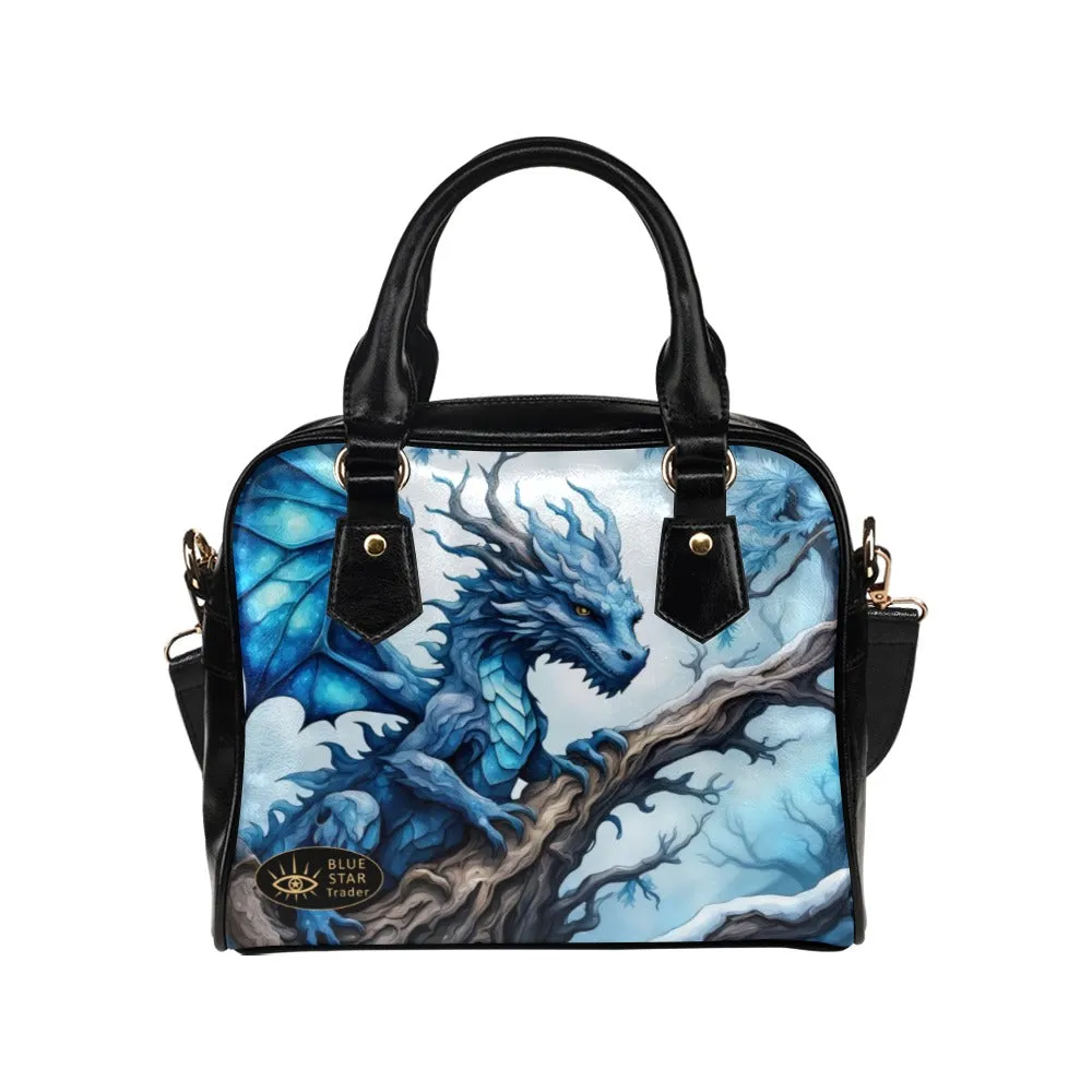 Blue Ice Dragon Satchel Purse Bowler Handbag
