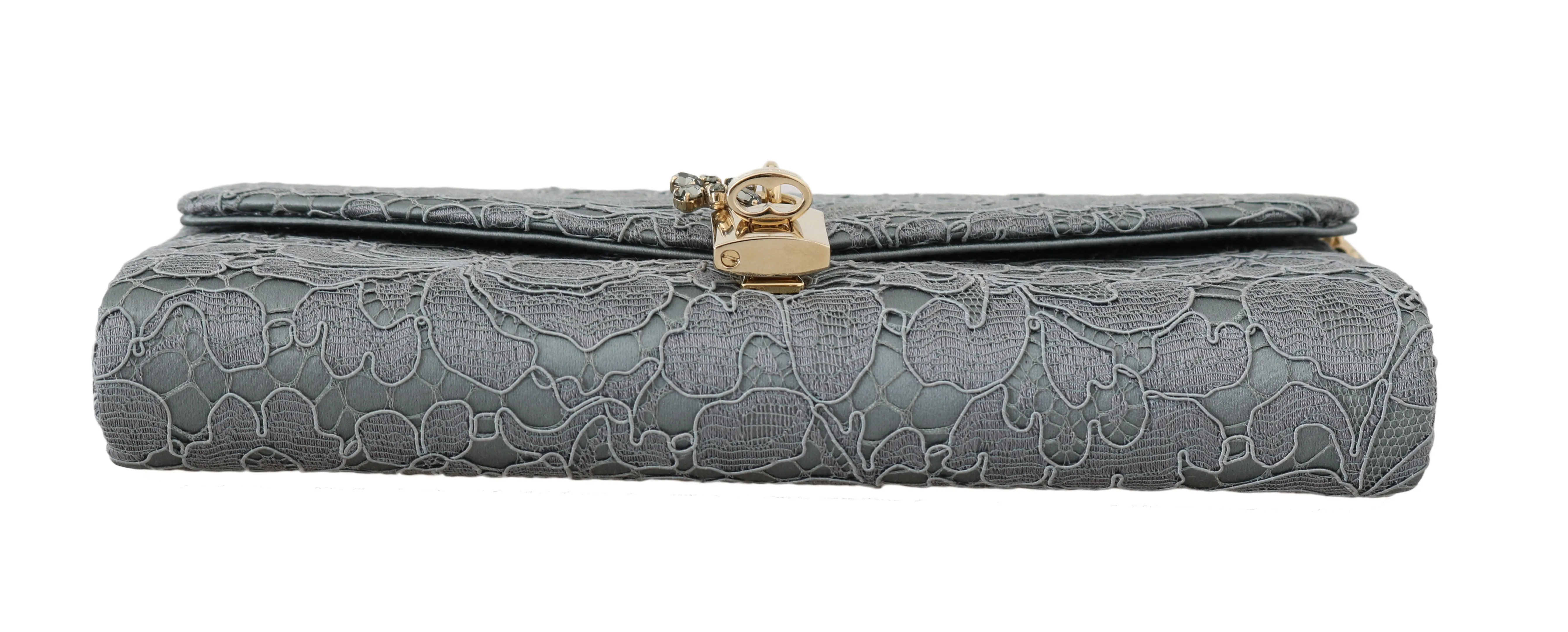 Blue Pizzo Taormina Lace Crystal Padlock Clutch Bag