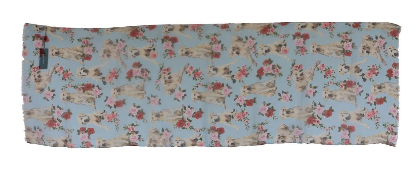 Blue Roses Floral Print Scarf