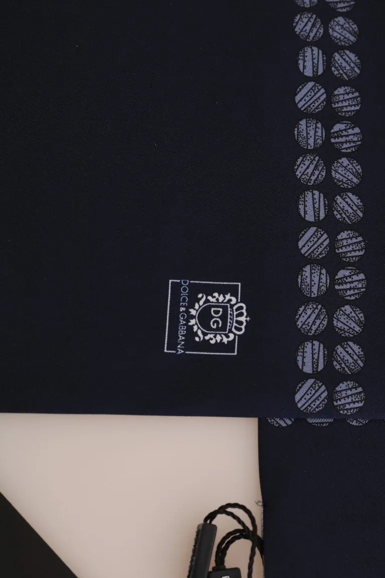 Blue Silk Dotted Print Scarf