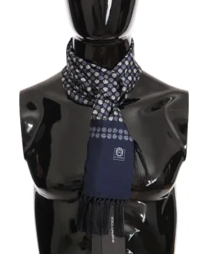 Blue Silk Dotted Print Scarf
