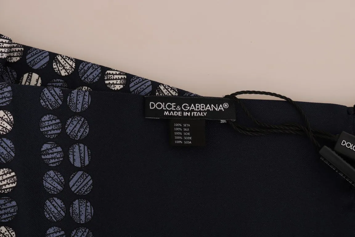 Blue Silk Dotted Print Scarf