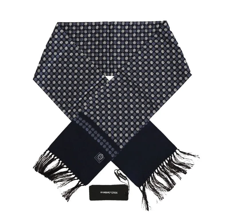 Blue Silk Dotted Print Scarf