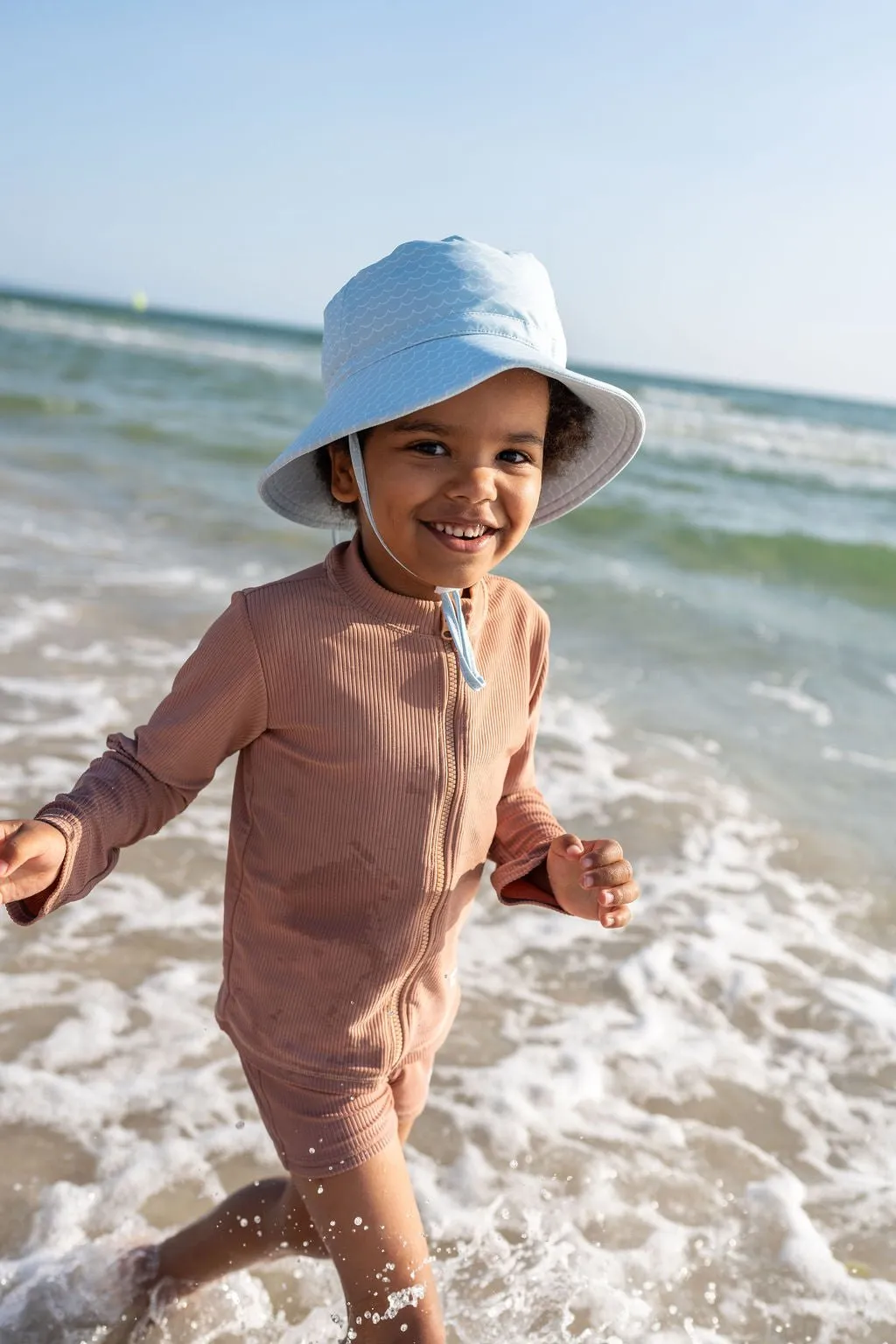 Blue Waves Wide Brim Swim Hat