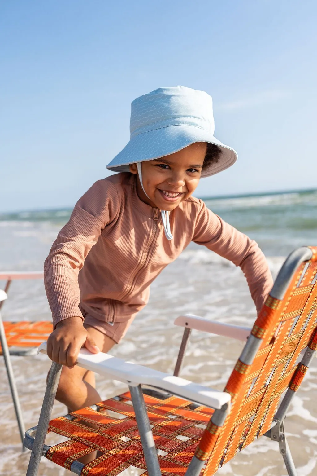 Blue Waves Wide Brim Swim Hat