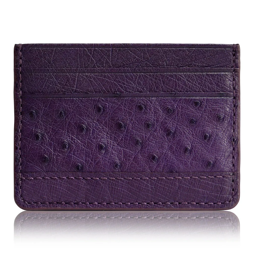Bordeaux Purple - Men Exotic Ostrich Leather Card Holder Slim Wallet