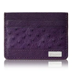 Bordeaux Purple - Women Exotic Ostrich Leather Card Holder Slim Wallet