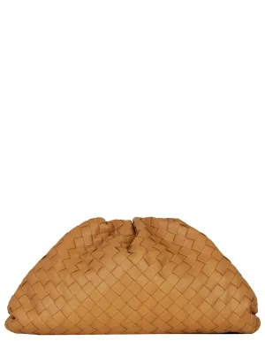 Bottega Veneta Caramel Intrecciato Leather The Pouch Clutch Bag