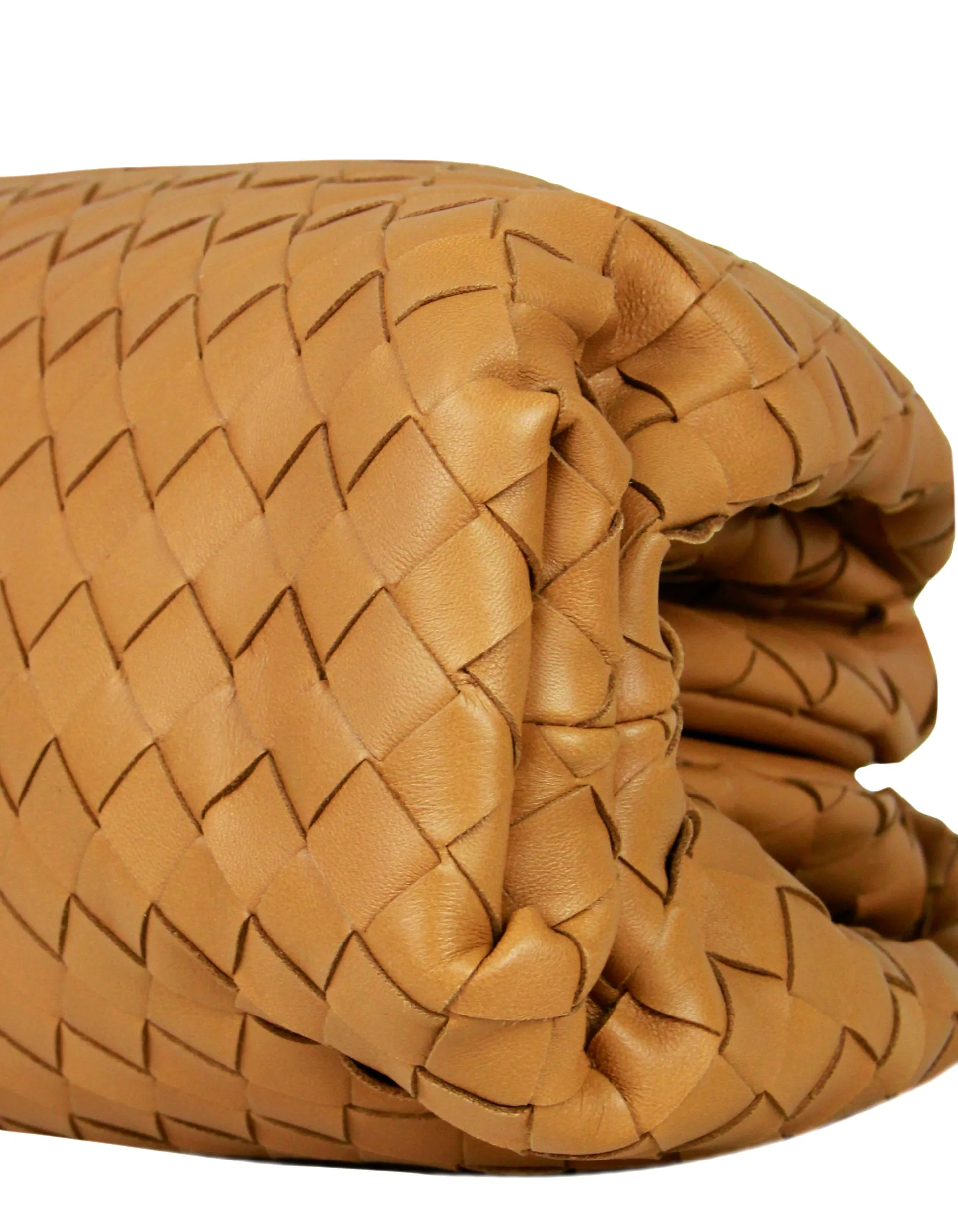 Bottega Veneta Caramel Intrecciato Leather The Pouch Clutch Bag