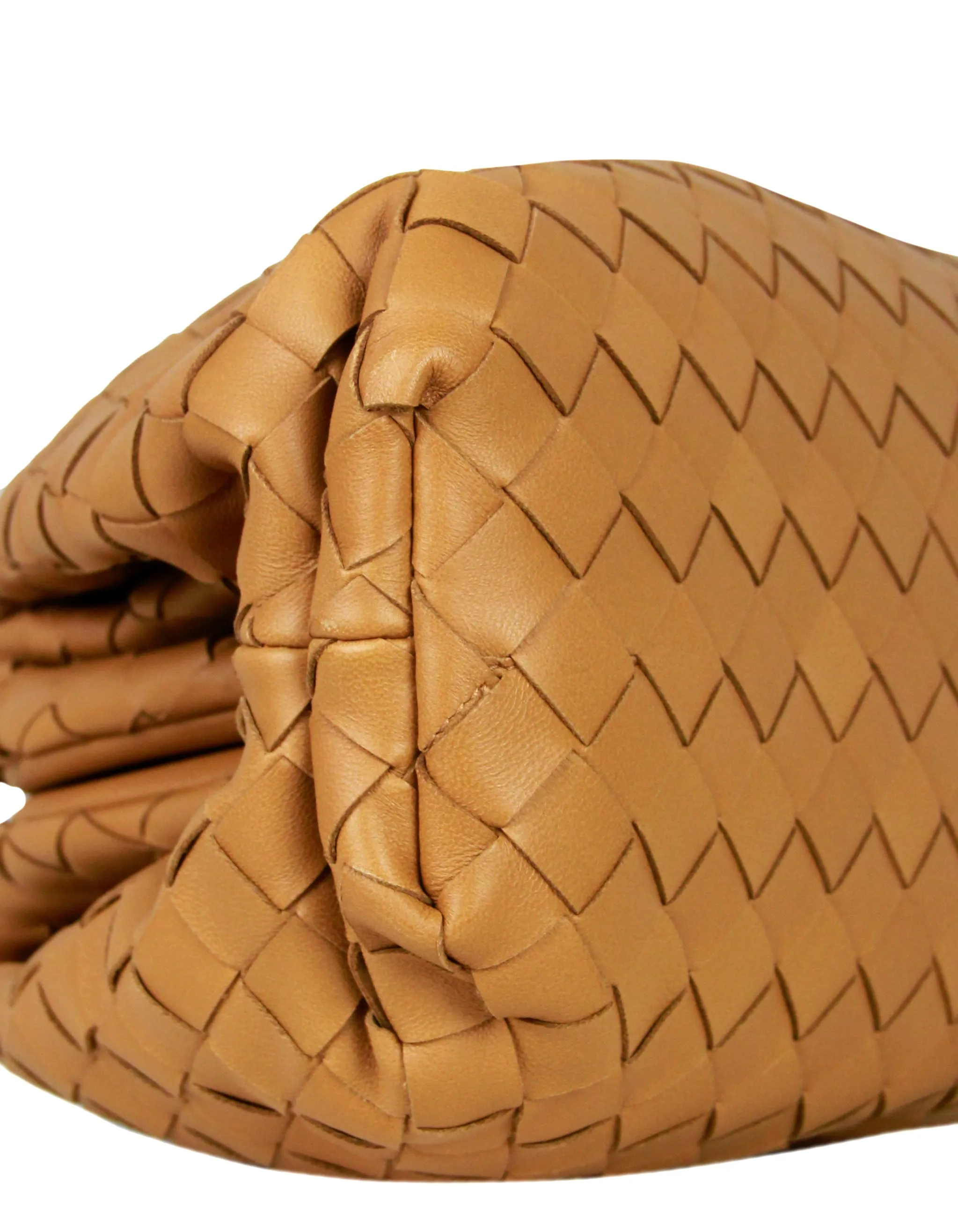 Bottega Veneta Caramel Intrecciato Leather The Pouch Clutch Bag