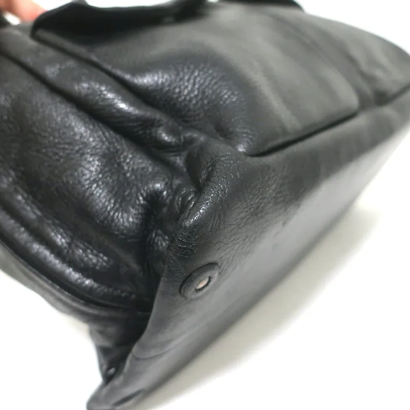 Bottega Veneta Front Pocket Satchel Black Leather Braided Strap Shoulder Bag