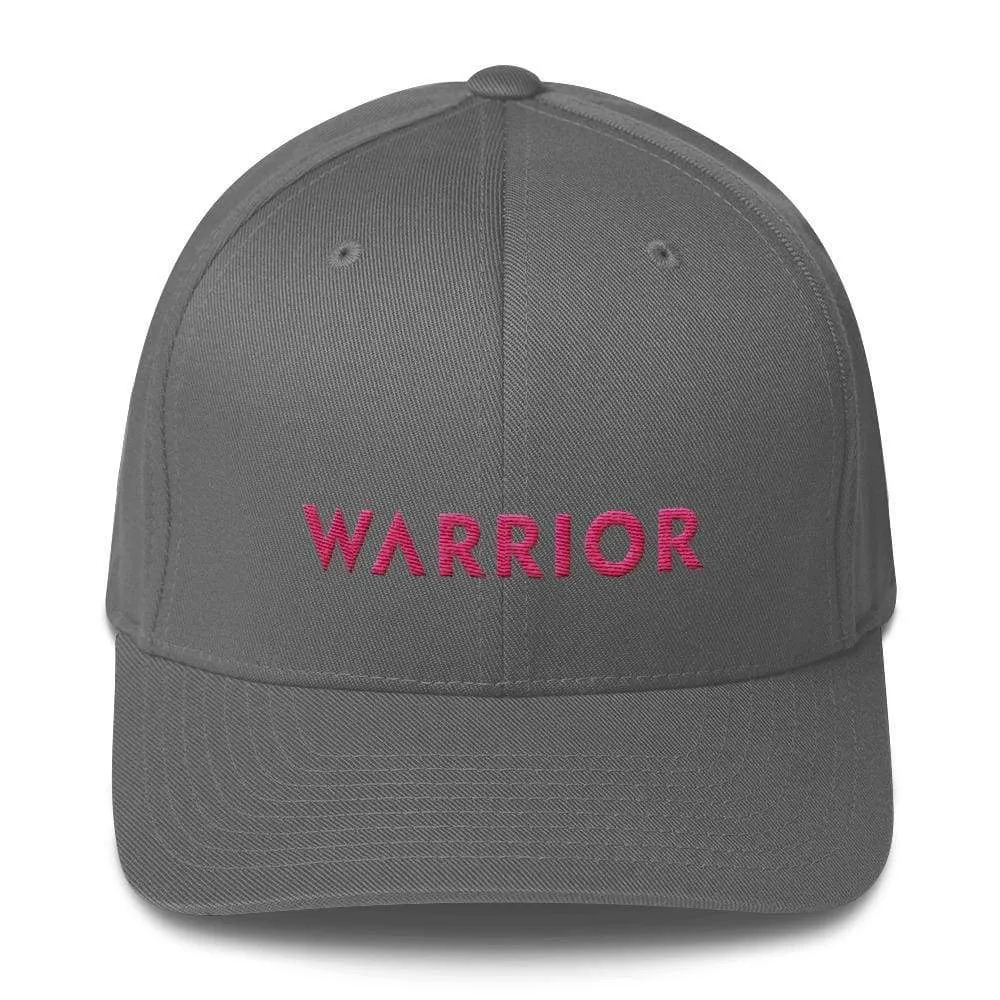 Breast Cancer Awareness Fitted Flexfit Baseball Hat with Warrior and Pink Ribbon on the Back