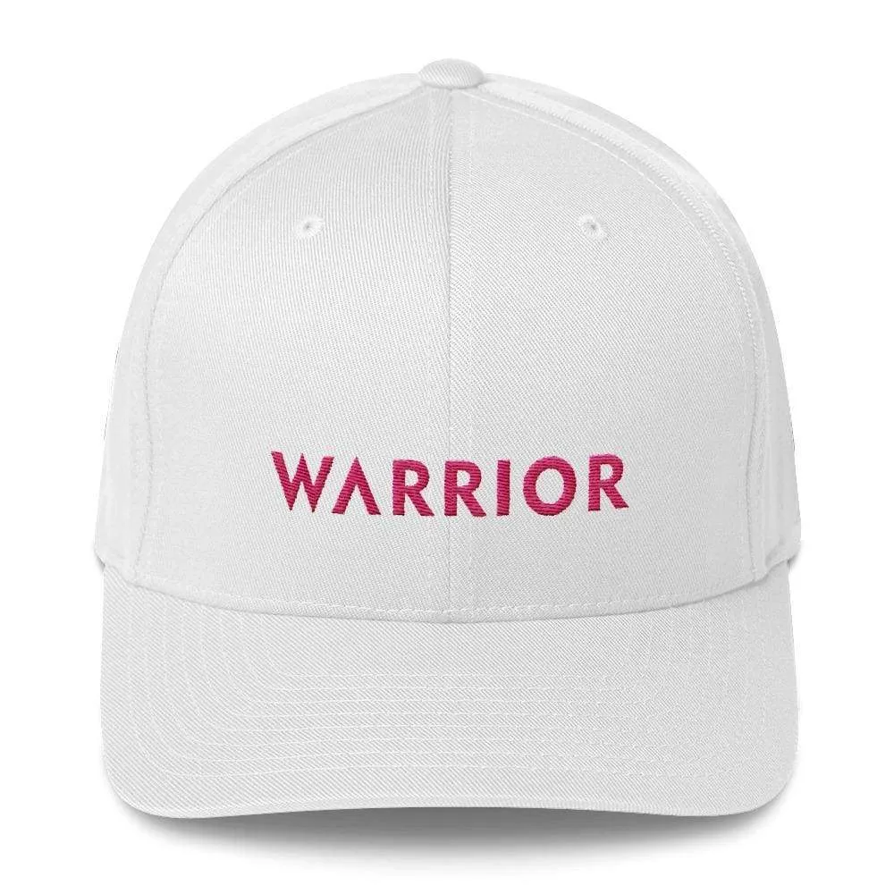 Breast Cancer Awareness Fitted Flexfit Baseball Hat with Warrior and Pink Ribbon on the Back
