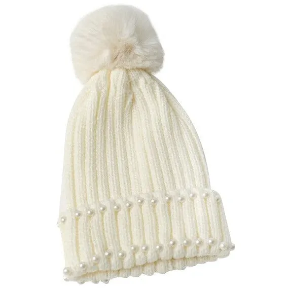 Briana pearl pom pom beanie  (3 Colors)
