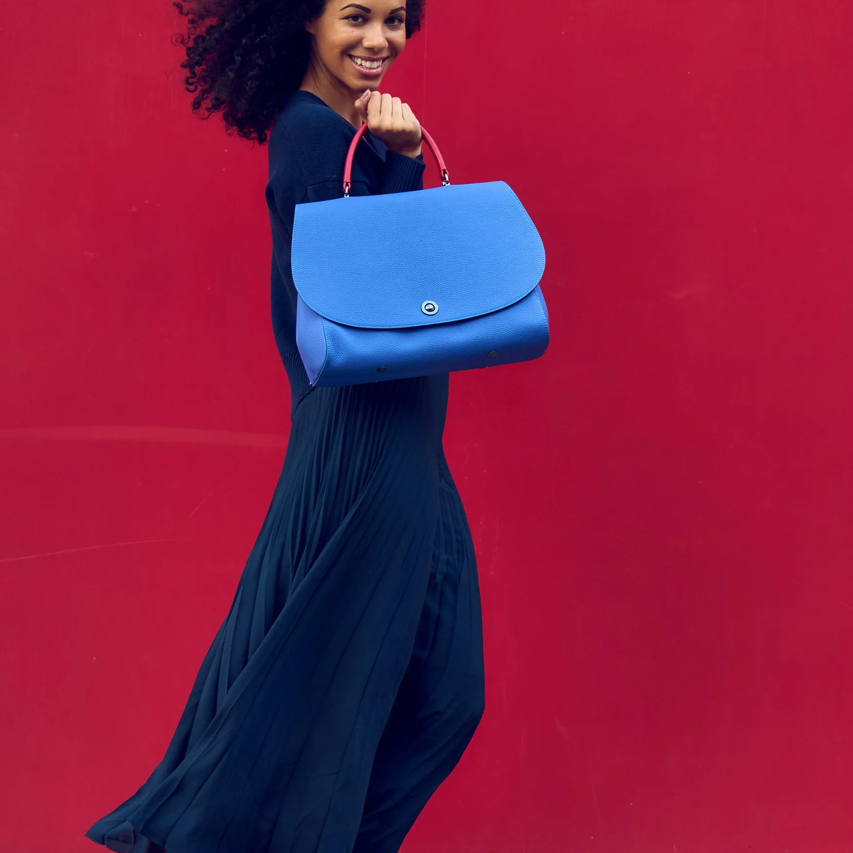 briffani jut interchangeable flap satchel - hot iris