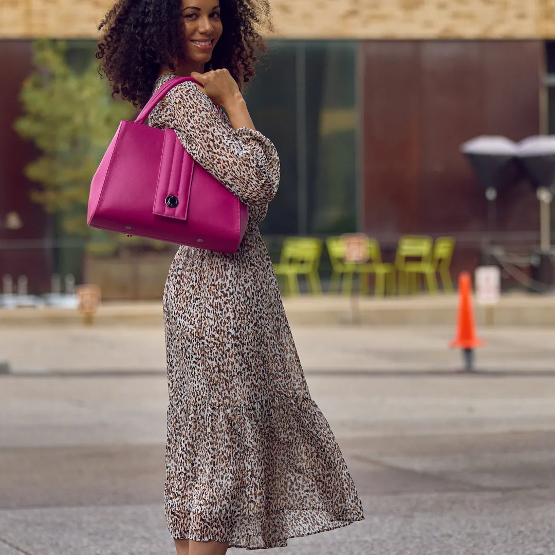 briffani lean interchangeable quilted closure tote - fuchsia
