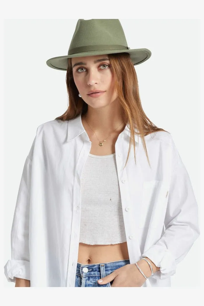 BRIXTON MESSER PACKABLE FEDORA - OLIVE SURPLUS
