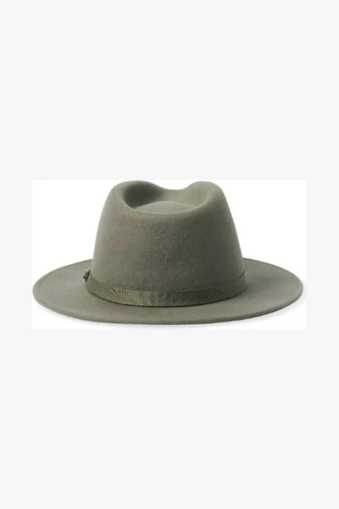 BRIXTON MESSER PACKABLE FEDORA - OLIVE SURPLUS