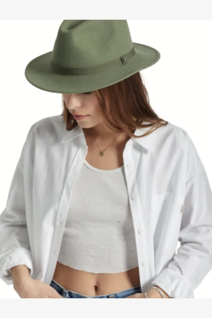 BRIXTON MESSER PACKABLE FEDORA - OLIVE SURPLUS