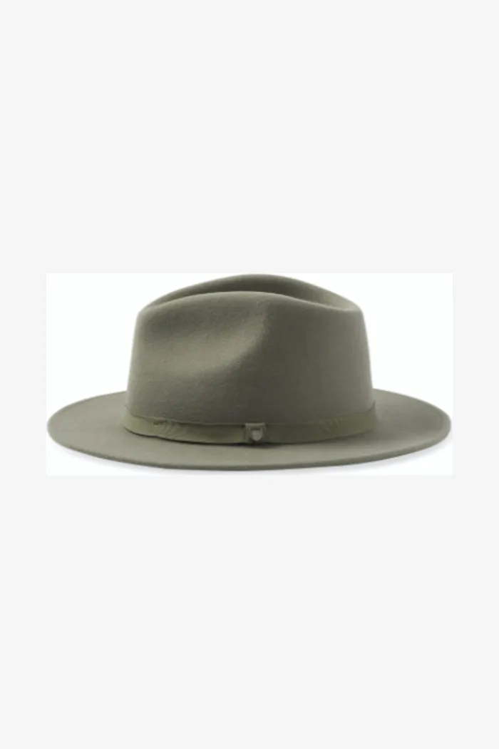 BRIXTON MESSER PACKABLE FEDORA - OLIVE SURPLUS