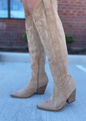 Bronco Knee-High Boots in Almond