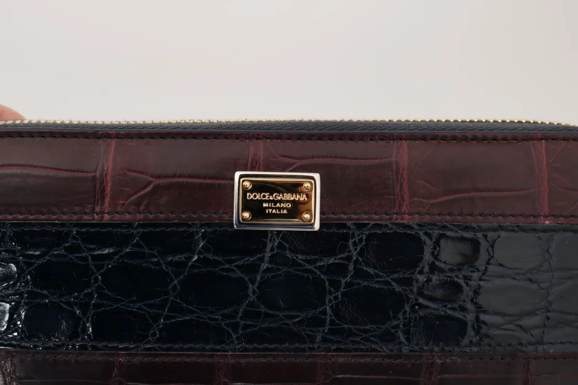 Brown Alligator Crocodile Leather Continental Wallet