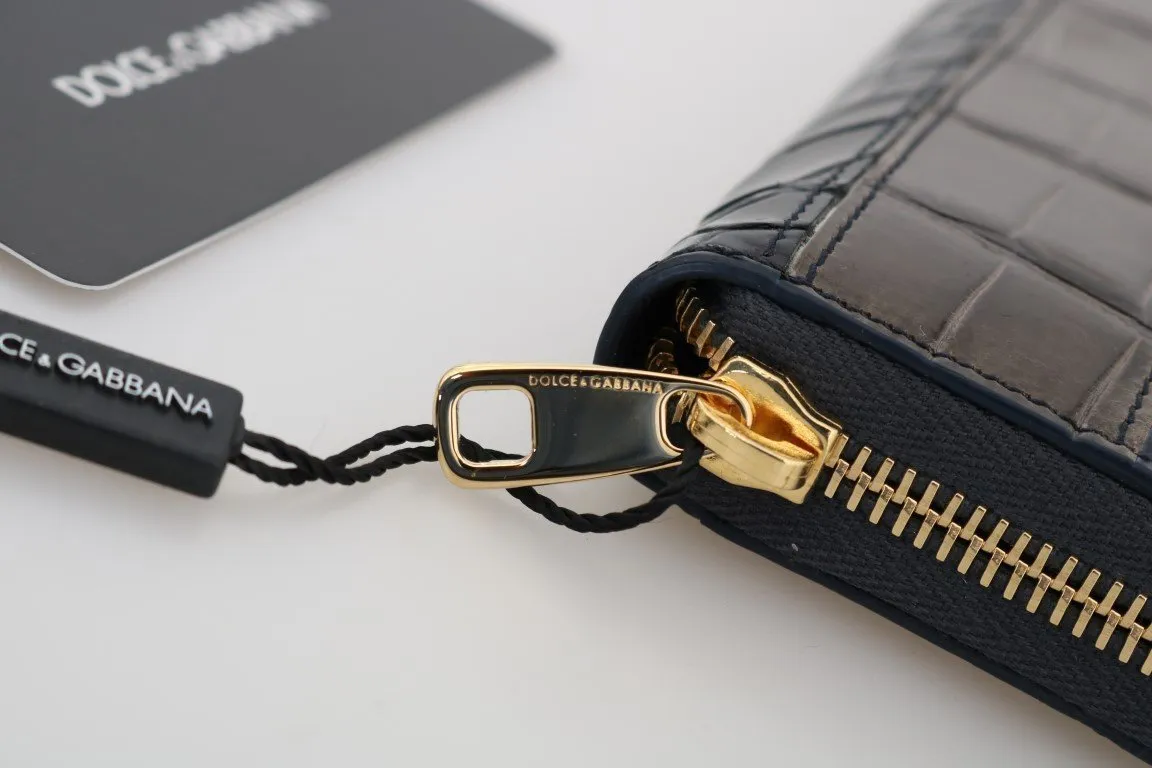 Brown Alligator Crocodile Leather Continental Wallet