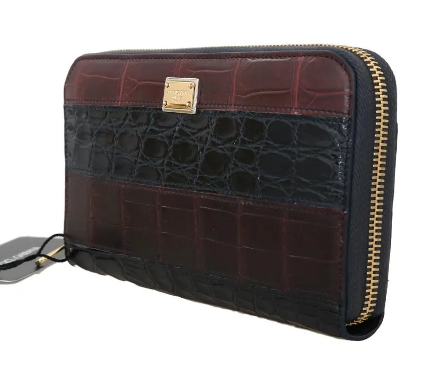 Brown Alligator Crocodile Leather Continental Wallet