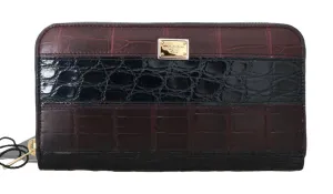 Brown Alligator Crocodile Leather Continental Wallet