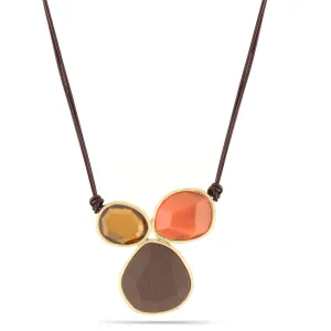 BROWN CORAL YELLOW CRYSTAL NECKLACES #237CR1201 (1C15)