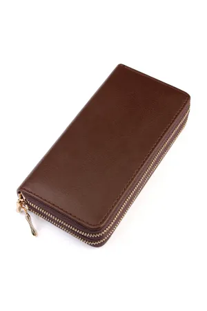 Brown Double Zipper Wallet - Pack of 6