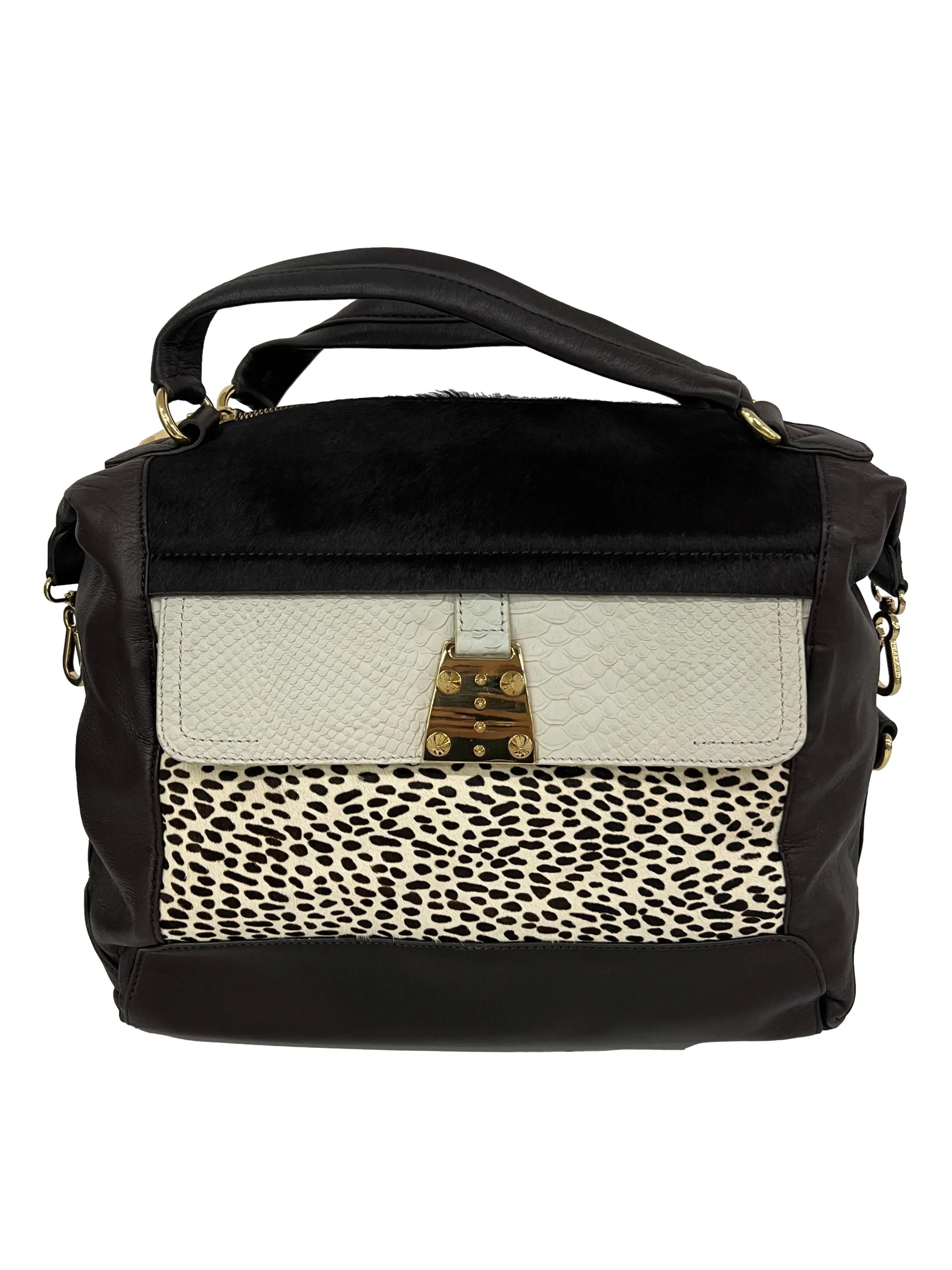Brown Leather Dexter Pony Flir Satchel Handbag