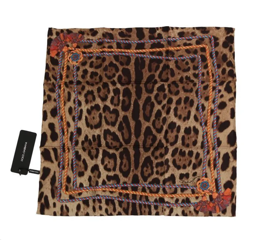 Brown Leopard Silk Scarf