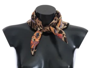 Brown Leopard Silk Scarf