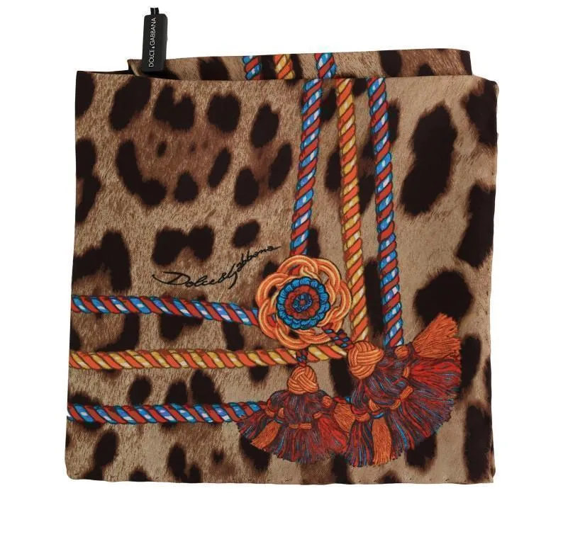 Brown Leopard Silk Scarf