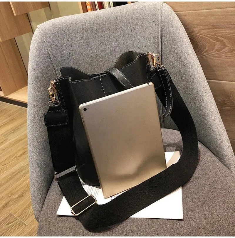 Buckle Leather Sling Shoulder Bag