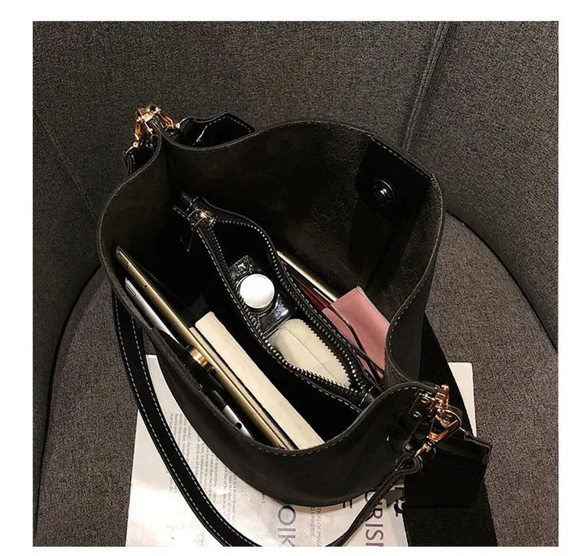 Buckle Leather Sling Shoulder Bag