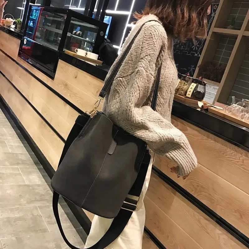 Buckle Leather Sling Shoulder Bag
