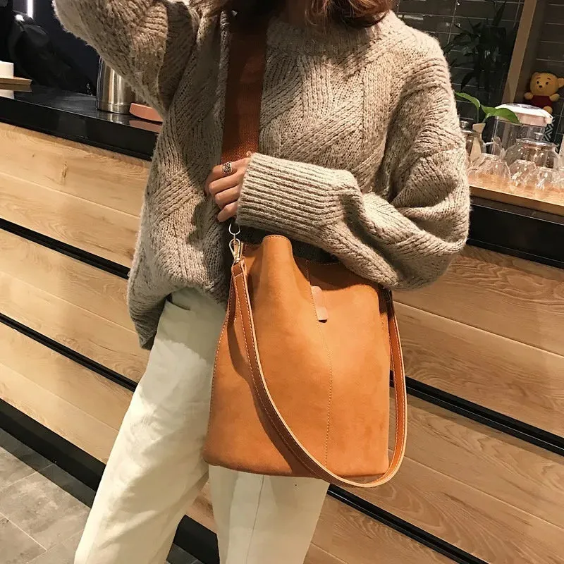Buckle Leather Sling Shoulder Bag