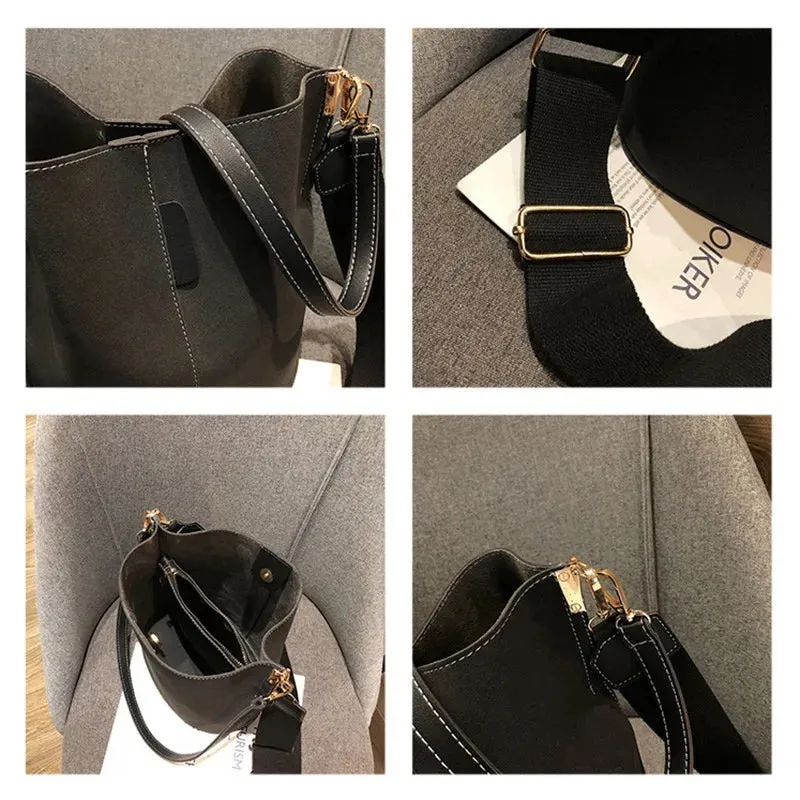 Buckle Leather Sling Shoulder Bag