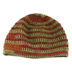 Burgundy and Green Crochet Beanie Hat Medium/Large - JMCH31ML