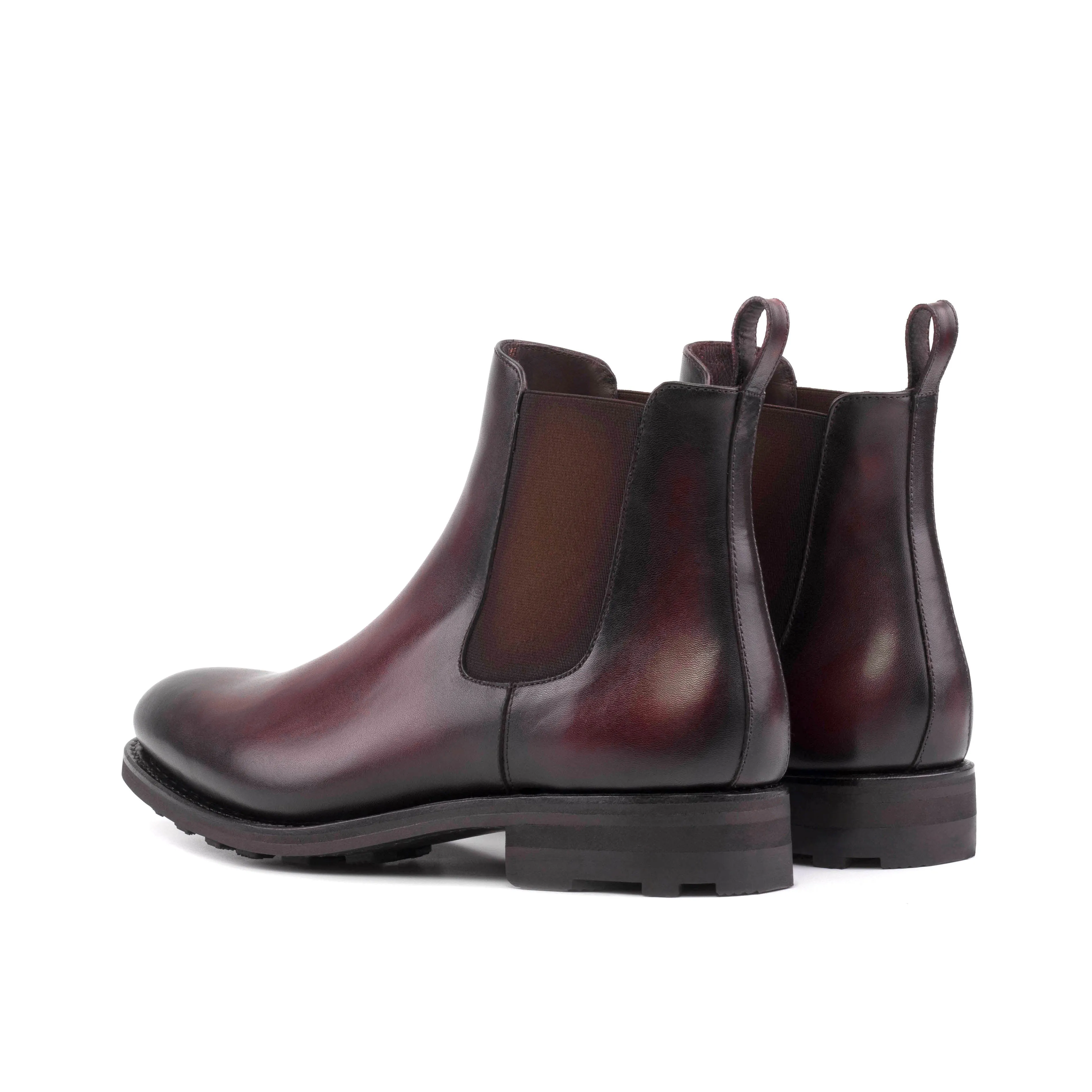 Burgundy Calf Leather Chelsea Boots