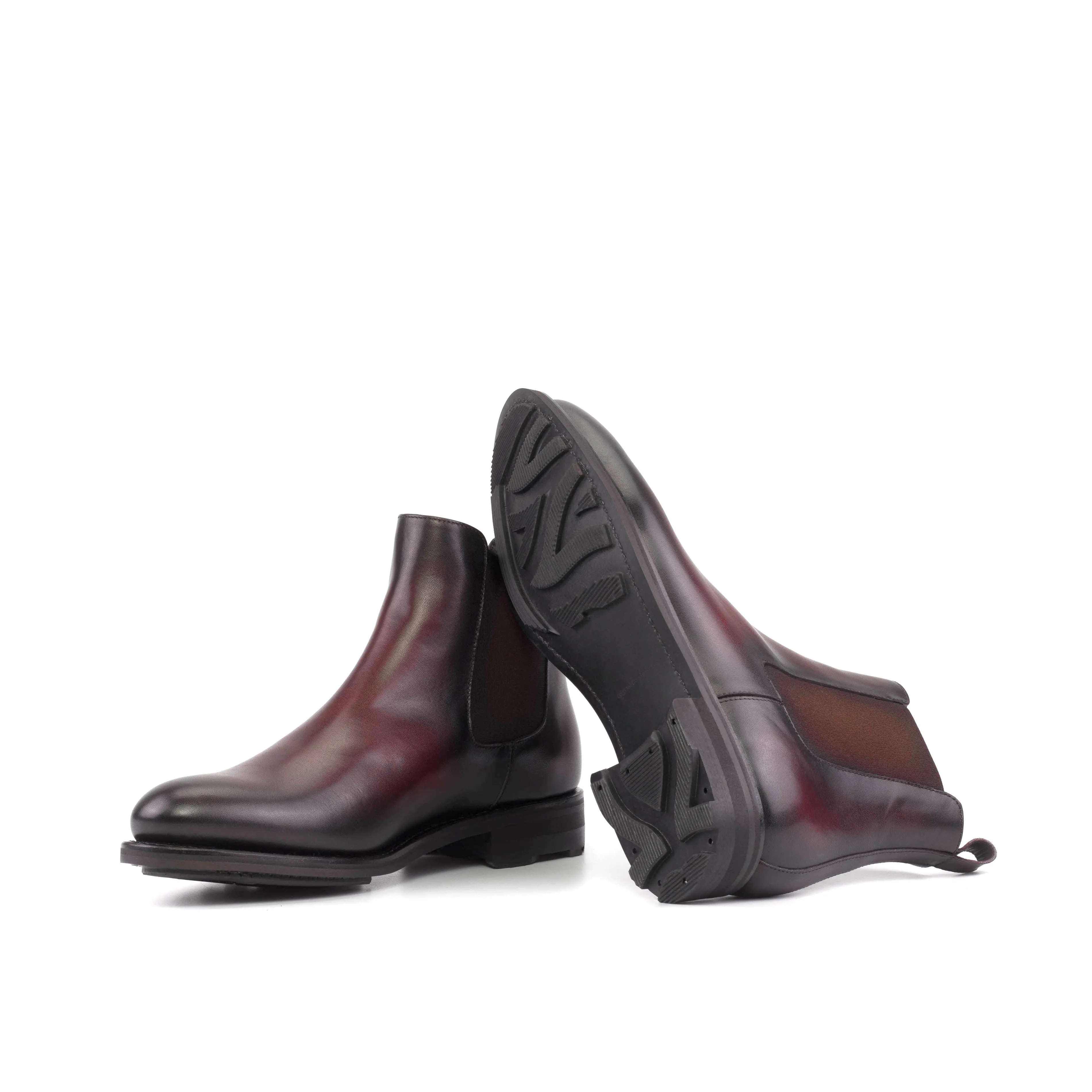 Burgundy Calf Leather Chelsea Boots
