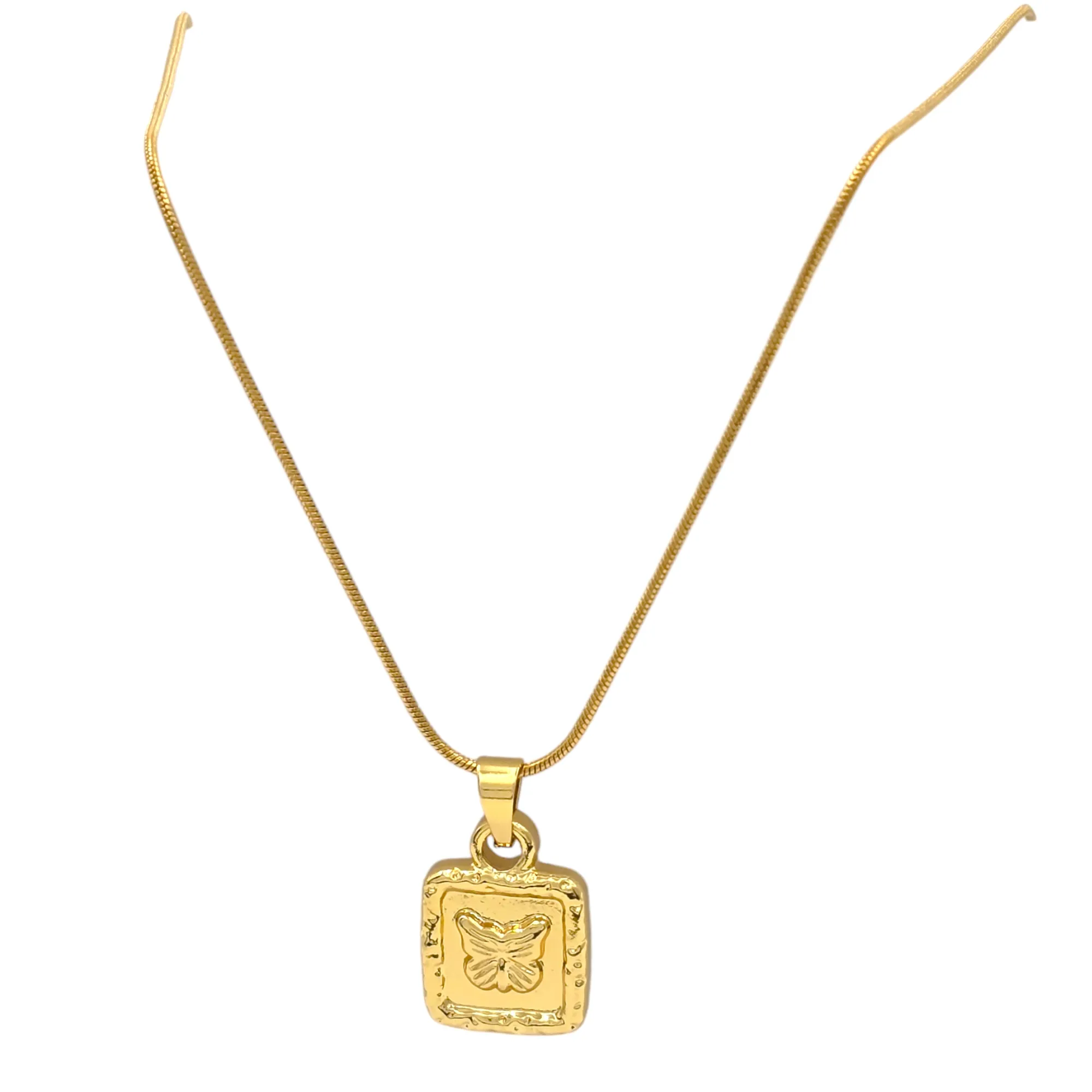 Butterfly Biscuit Chain Necklace Gold Plated, Waterproof and Anti-Tarnish