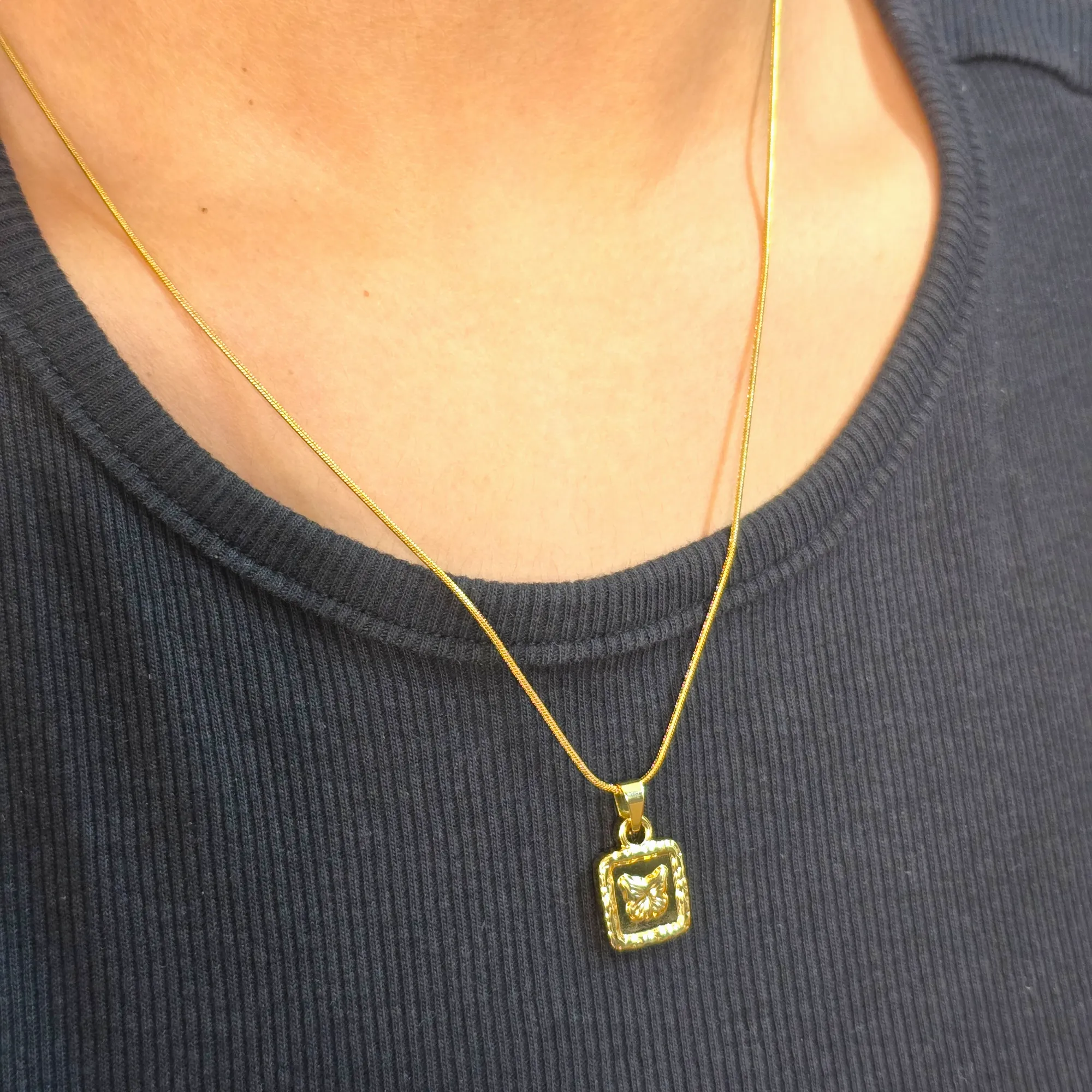 Butterfly Biscuit Chain Necklace Gold Plated, Waterproof and Anti-Tarnish