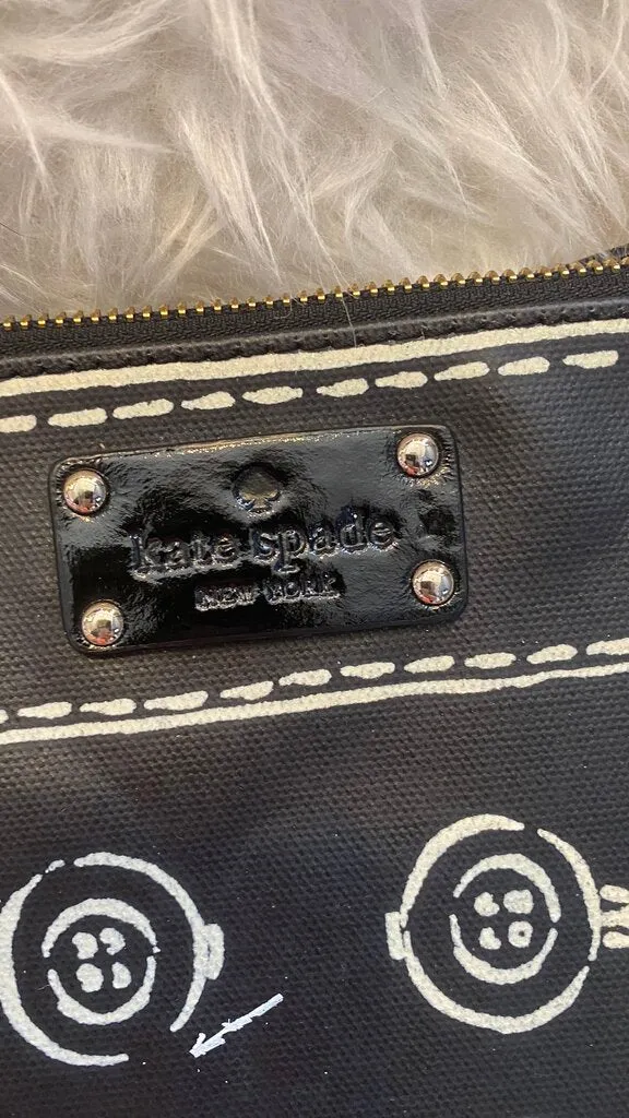 Button Print Zipper Clutch Pouch